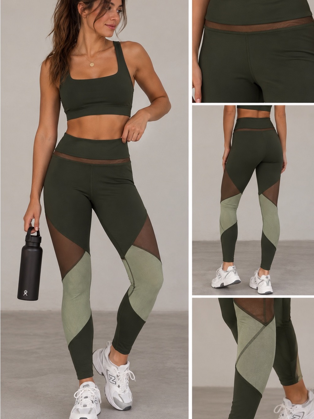 JoyLab Olive & Sage Colorblock High-Waist Leggings
